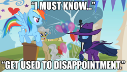 Size: 1280x720 | Tagged: safe, mare do well, mayor mare, rainbow dash, pegasus, pony, image macro, the princess bride