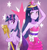 Size: 600x638 | Tagged: safe, artist:tzc, derpibooru import, twilight sparkle, twilight sparkle (alicorn), alicorn, equestria girls, cleavage, female, human ponidox, self paradox, twilight scepter