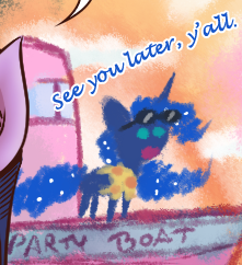 Size: 221x242 | Tagged: safe, artist:saturdaymorningproj, edit, princess luna, twilight sparkle, alicorn, pony, boat, clothes, cropped, female, hawaiian shirt, mare, party hard, pointy ponies, shirt, sunglasses, vacation, y'all