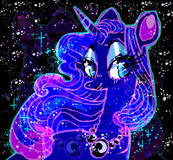 Size: 553x508 | Tagged: safe, artist:njeekyo, princess luna, alicorn, pony, color porn, eyeshadow, eyestrain warning, female, looking at you, makeup, mare, solo