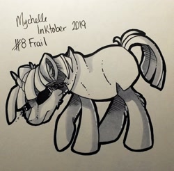 Size: 2048x2014 | Tagged: safe, artist:mychelle, stygian, pony, high res, inktober, inktober 2019, monochrome, solo, traditional art