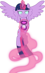 Size: 3000x4801 | Tagged: safe, artist:missgoldendragon, artist:yanoda, derpibooru import, twilight sparkle, twilight sparkle (alicorn), alicorn, pony, equestria girls, friendship games, .svg available, commission, corrupted, female, magic capture device, magic theft, mare, possessed, role reversal, simple background, solo, transparent background, vector, xk-class end-of-the-world scenario