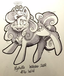 Size: 1746x2048 | Tagged: safe, artist:mychelle, screwball, pony, inktober, inktober 2019, monochrome, solo, traditional art