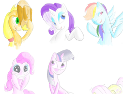 Size: 1950x1500 | Tagged: safe, artist:facelessguru, derpibooru import, applejack, fluttershy, pinkie pie, rainbow dash, rarity, twilight sparkle, earth pony, pegasus, pony, unicorn, mane six