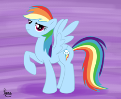 Size: 1024x838 | Tagged: safe, artist:elana-louise, rainbow dash, pegasus, pony, blue coat, female, mare, multicolored mane