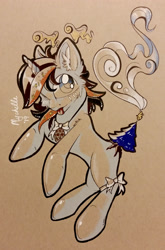 Size: 1979x3007 | Tagged: safe, artist:mychelle, oc, oc:seaside woods, original species, female, one eye closed, scented pony, solo, tongue out, traditional art, wink