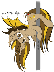 Size: 800x1070 | Tagged: safe, artist:mychelle, oc, oc:karma, bat pony, pony, female, mare, pole, simple background, solo, transparent background