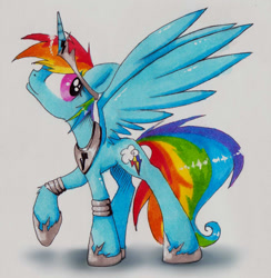 Size: 977x1000 | Tagged: safe, artist:kairaanix, rainbow dash, alicorn, pony, alicornified, race swap, rainbowcorn, solo