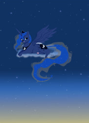 Size: 1024x1408 | Tagged: safe, artist:mimiastrid, princess luna, cat, catified, cloud, horn, sky, species swap, stars, wings