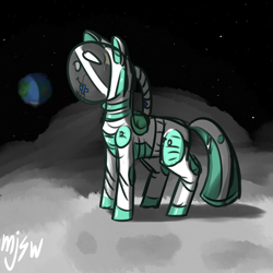 Size: 4000x4000 | Tagged: safe, artist:mjsw, oc, pony, moon, sketch, solo, space, spacesuit