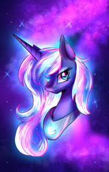 Size: 1270x2000 | Tagged: dead source, safe, artist:not-ordinary-pony, princess luna, alicorn, pony, chromatic aberration, color porn, cute, eyestrain warning, female, lunabetes, mare, solo, synthwave