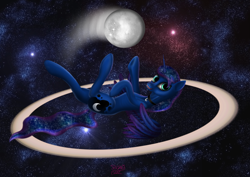 Size: 4960x3508 | Tagged: safe, artist:sstab29, princess luna, alicorn, pony, moon, on back, solo, tangible heavenly object