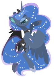 Size: 1200x1703 | Tagged: safe, artist:snow angel, princess luna, alicorn, pony, female, lidded eyes, lineless, looking at you, mare, moon, rampant, simple background, solo, transparent background