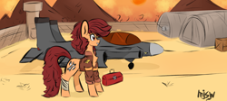 Size: 2442x1098 | Tagged: safe, artist:mjsw, oc, oc only, pony, bandage, clothes, jet, jet fighter, sketch, solo