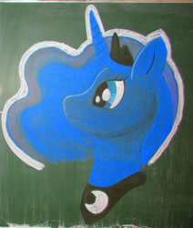 Size: 2630x3100 | Tagged: safe, artist:malte279, princess luna, alicorn, pony, bust, chalk drawing, chalkboard, female, horn, jewelry, mare, portrait, profile, regalia, solo, tiara