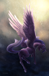 Size: 1600x2472 | Tagged: safe, artist:viwrastupr, derpibooru import, twilight sparkle, twilight sparkle (alicorn), alicorn, pony, female, flying, mare, plot, solo