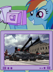 Size: 438x600 | Tagged: safe, rainbow dash, pegasus, pony, apocalypse tank, command and conquer, exploitable meme, tank (vehicle), tv meme