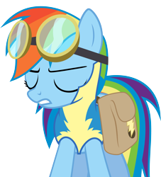 Size: 5747x6328 | Tagged: safe, artist:crazypon3, rainbow dash, pegasus, pony, absurd resolution, goggles, regret, saddle bag, simple background, solo, transparent background, vector