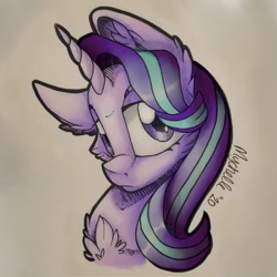 Size: 900x900 | Tagged: safe, artist:mychelle, starlight glimmer, pony, bust, portrait, solo, traditional art