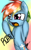 Size: 500x800 | Tagged: safe, artist:dj-skulllover, rainbow dash, pegasus, pony, blue coat, female, mare, multicolored mane, roar