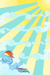 Size: 640x960 | Tagged: safe, rainbow dash, pegasus, pony, g4, art deco, cloud, cloudy, eyes closed, iphone, iphone wallpaper, solo, sun, sunshine, wallpaper