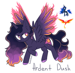 Size: 975x953 | Tagged: safe, artist:fusionsofponies, artist:koteikow, philomena, princess luna, oc, oc:ardent dusk, cute, fusion, simple background, white background