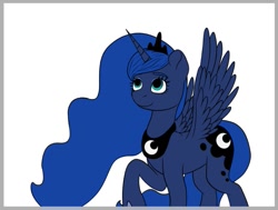 Size: 767x579 | Tagged: safe, alternate version, artist:deltahedgehog, derpibooru exclusive, princess luna, alicorn, pony, cute, female, mare, simple background, smiling, solo, white background, wings