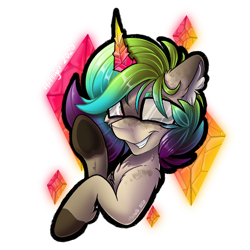 Size: 900x900 | Tagged: safe, artist:mychelle, oc, oc:sporadic splash, pony, bust, female, glasses, magic, mare, portrait, simple background, solo, transparent background