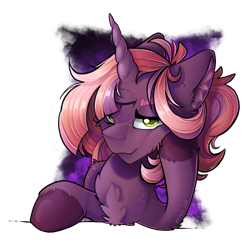 Size: 2048x2048 | Tagged: safe, artist:mychelle, oc, oc:bleary doze, unicorn, bust, female, mare, portrait, simple background, solo, transparent background