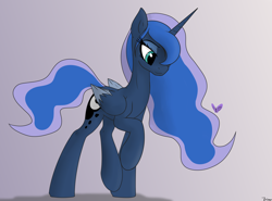 Size: 2264x1672 | Tagged: safe, artist:vinaramic, princess luna, alicorn, butterfly, pony, female, gray background, mare, simple background, solo