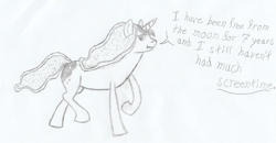 Size: 1516x786 | Tagged: safe, artist:runner2, princess luna, alicorn, pony, happy birthday mlp:fim, mlp fim's seventh anniversary, pencil drawing, quick sketch, sketch, traditional art