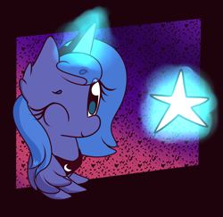 Size: 2450x2380 | Tagged: safe, artist:hedgehog-plant, princess luna, alicorn, pony, abstract background, female, magic, mare, s1 luna, solo, stars, telekinesis