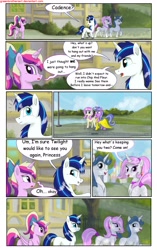 Size: 1950x3102 | Tagged: safe, artist:greenbrothersart, fancypants, fleur-de-lis, princess cadance, shining armor, alicorn, pony, unicorn, comic:love is magic, comic, female, male, tail wrap, teen princess cadance, teenager