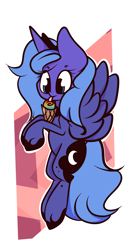 Size: 1598x2887 | Tagged: safe, artist:hedgehog-plant, princess luna, alicorn, pony, abstract background, female, food, ice cream, licking, mare, s1 luna, solo, tongue out