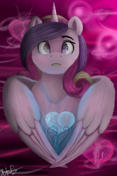 Size: 2000x3000 | Tagged: safe, artist:amywhooves, princess cadance, alicorn, pony, crossover, female, heart, looking at you, mare, musical, the master and margarita