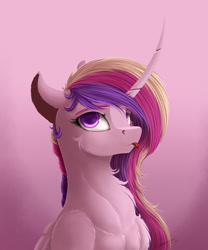 Size: 2500x3000 | Tagged: safe, artist:skitsroom, princess cadance, alicorn, pony, :p, curved horn, female, mare, silly, smiling, solo, tongue out