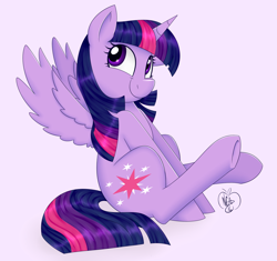 Size: 1700x1600 | Tagged: safe, artist:notenoughapples, derpibooru import, twilight sparkle, twilight sparkle (alicorn), alicorn, pony, cute, female, mare, simple background, sitting, smiling, solo, spread wings, twiabetes, underhoof