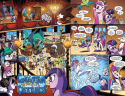 Size: 1600x1230 | Tagged: safe, artist:andypriceart, idw, abyssinian king, abyssinian queen, amira, blackthorn, chief thunderhooves, chummer, dragon lord ember, king aspen, observer (character), prince rutherford, princess cadance, princess celestia, princess ember, queen novo, raven, rover, thorax, twilight sparkle, twilight sparkle (alicorn), abyssinian, alicorn, anthro, bat pony, breezie, buffalo, cat, changedling, changeling, classical hippogriff, deer, diamond dog, digitigrade anthro, donkey, dragon, giant spider, giraffe, gorilla, griffon, hippogriff, horse, parrot, pony, saddle arabian, seapony (g4), spider, tarantula, yak, my little pony: the movie, spoiler:comic, spoiler:comic61, anthro with ponies, bubble pipe, changeling king, comic, comic page, convocation of the creatures, david bowie, dialogue, dragoness, female, king thorax, male, mare, night guard, observer, official comic, papa thorax, parrot pirates, pirate, royal guard, speech bubble, stag, text, ziggy stardust