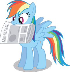 Size: 3000x3097 | Tagged: safe, artist:chubble-munch, rainbow dash, pegasus, pony, ponyville confidential, mouth hold, newspaper, simple background, transparent background, vector