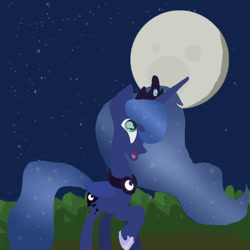 Size: 1080x1080 | Tagged: safe, artist:mewliciousness, princess luna, alicorn, pony, cute, full moon, happy, lunabetes, moon, moonbutt, solo