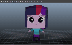 Size: 726x455 | Tagged: safe, artist:xenstroke, derpibooru import, twilight sparkle, equestria girls, 3d, :o, animated, chibi, cute, looking at you, looking up, low poly, open mouth, smiling, solo, what has science done