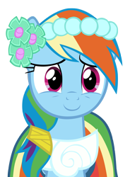 Size: 2543x3447 | Tagged: safe, artist:commypink, rainbow dash, pegasus, pony, bridesmaid dress, clothes, cute, dress, flower, pretty, simple background, transparent background, vector