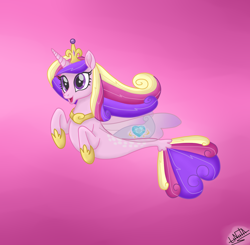 Size: 1380x1350 | Tagged: safe, artist:liniitadash23, princess cadance, seapony (g4), my little pony: the movie, crown, female, fin wings, jewelry, movie accurate, regalia, seaponified, seapony cadance, smiling, solo, species swap, wings