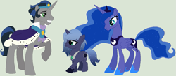 Size: 1119x487 | Tagged: safe, artist:lost-our-dreams, king sombra, princess luna, oc, oc:nocturne eclipse, alicorn, pony, unicorn, colt, good king sombra, lumbra, male, offspring, parent:good king sombra, parent:king sombra, parent:princess luna, parents:lumbra, shipping, simple background, straight