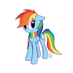 Size: 1000x1000 | Tagged: safe, artist:squiby-327, rainbow dash, pegasus, pony, clothes, rainbow, scarf, solo