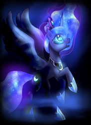 Size: 1388x1900 | Tagged: dead source, safe, artist:not-ordinary-pony, princess luna, alicorn, pony, female, mare, nightmare luna, solo