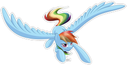 Size: 1698x875 | Tagged: safe, artist:ponimichla, rainbow dash, pegasus, pony, female, flying, mare, signature, simple background, smiling, solo, spread wings, transparent background, wings