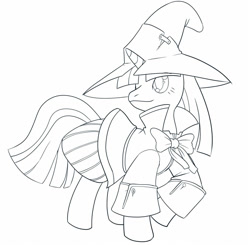 Size: 900x882 | Tagged: safe, artist:kojiro-brushard, derpibooru import, twilight sparkle, black mage, final fantasy, monochrome, robe and wizard hat, solo