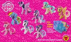 Size: 1104x651 | Tagged: safe, derpibooru import, coco pommel, fluttershy, pinkie pie, rainbow dash, rarity, starlight glimmer, suri polomare, twilight sparkle, twilight sparkle (alicorn), alicorn, pegasus, pony, unicorn, female, happy meal, mare, mcdonald's, mcdonald's happy meal toys, toy