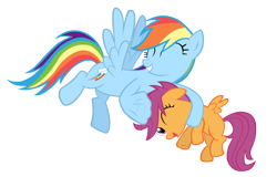 Size: 5000x3200 | Tagged: safe, artist:mrlolcats17, rainbow dash, scootaloo, pegasus, pony, noogie, scootalove, simple background, transparent background, vector